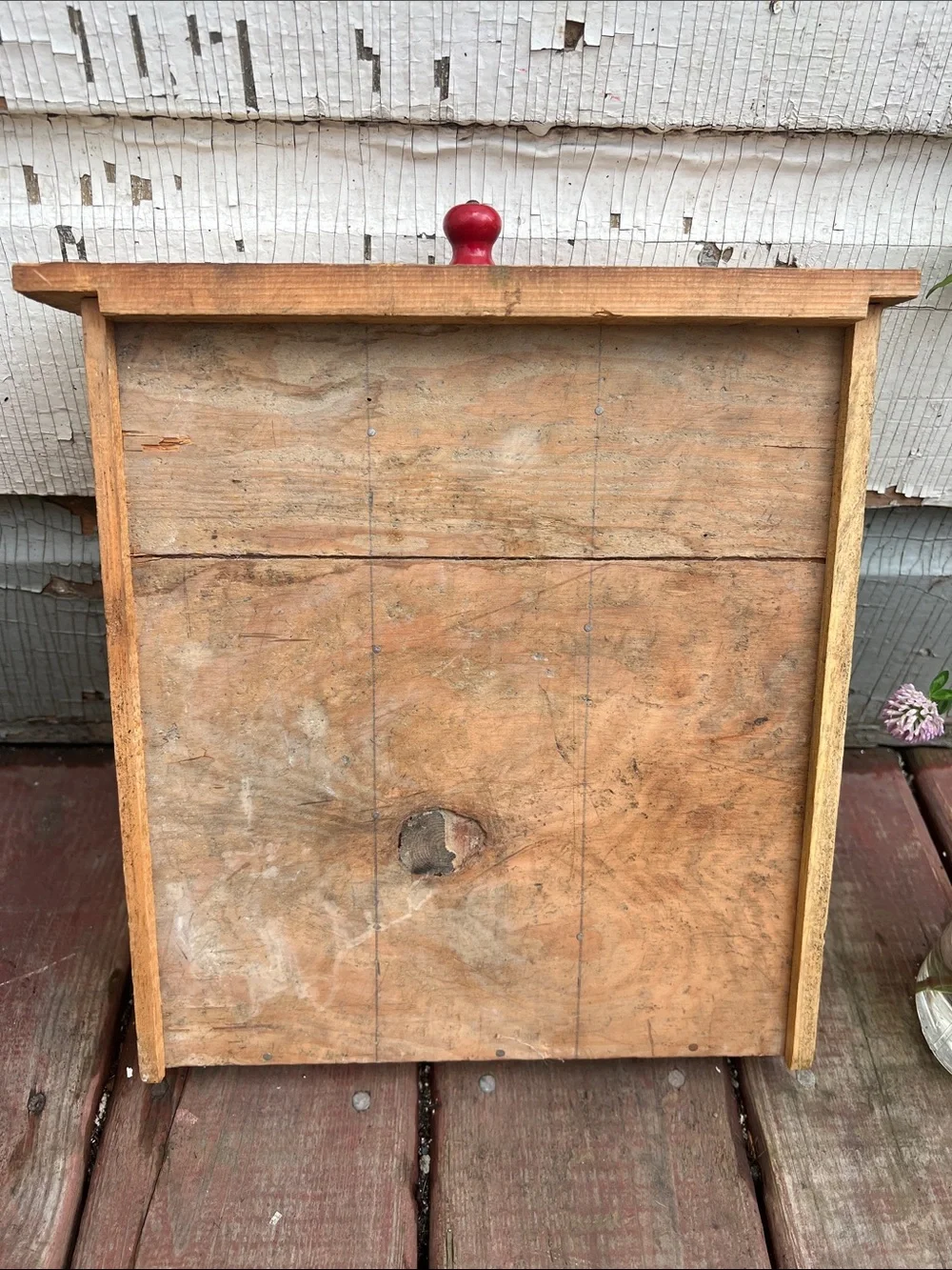 Vintage Handmade letterpress style Wooden Wall Shelf with Red Knob